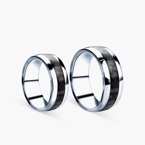 Obrączki ślubne: carbon, srebro, półokrągłe, 8 mm